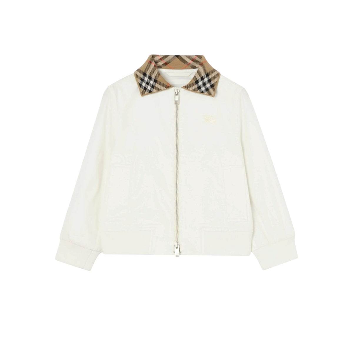 Felpa in cotone bianca con collo logato Burberry