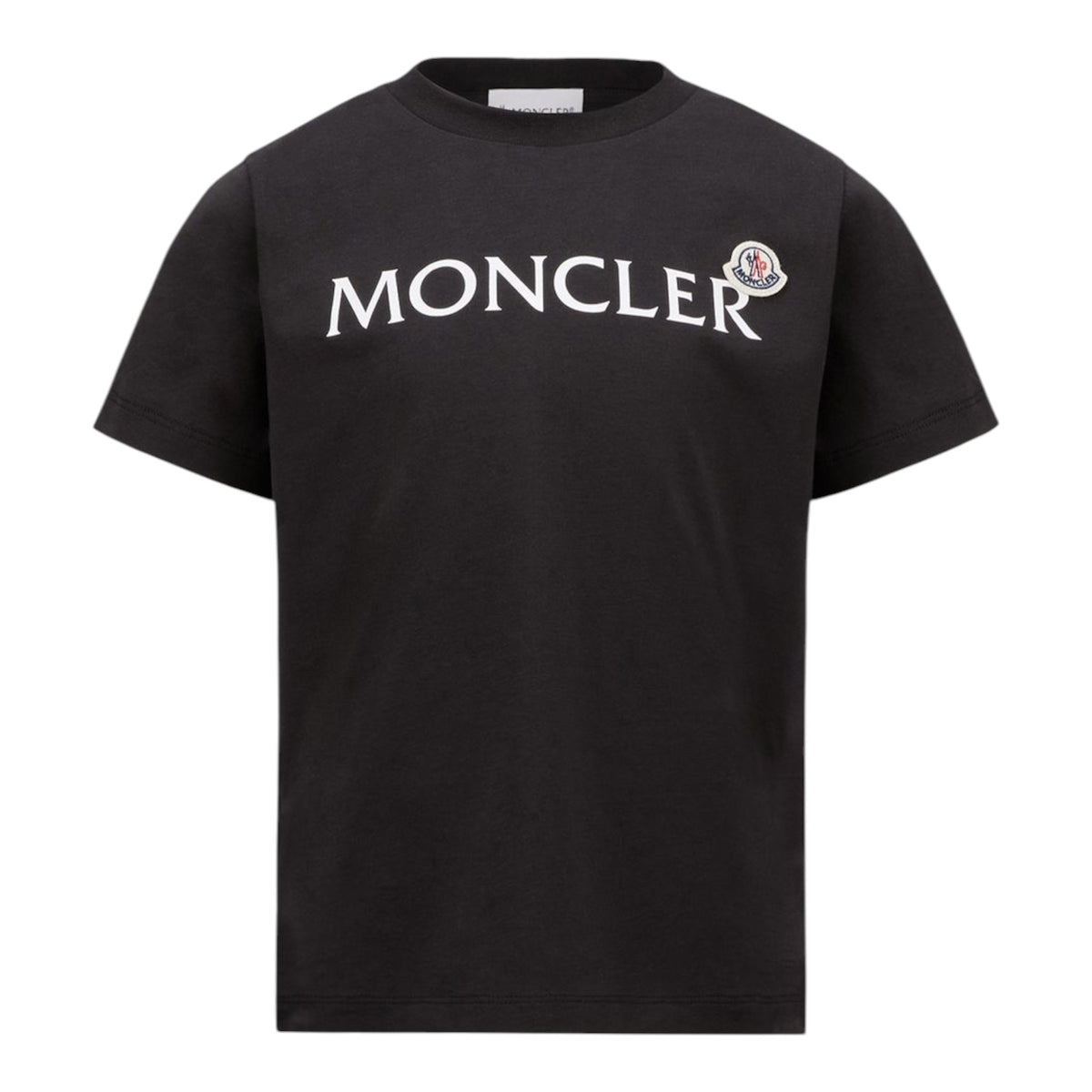 T-shirt nera con logo classico Moncler a contrasto