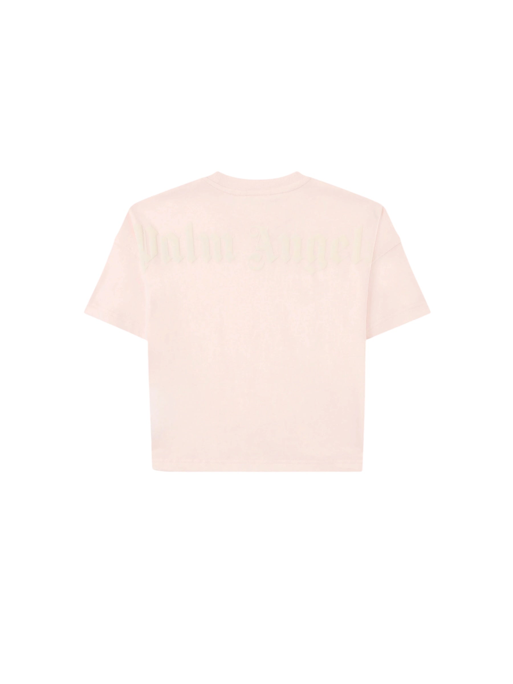 T-shirt cropped rosa con stampa logo Palm Angels