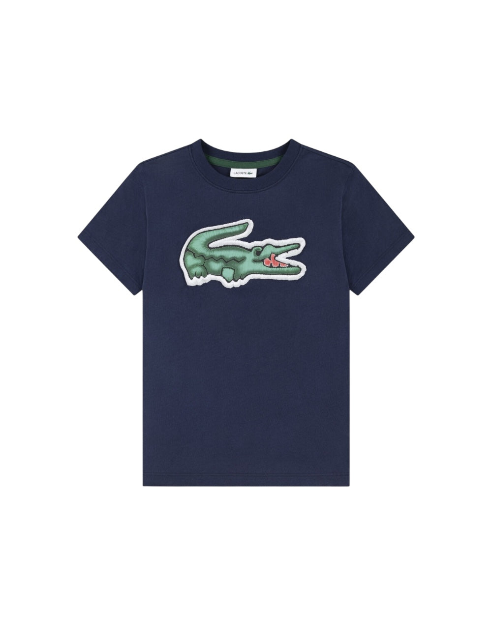T-shirt blu con dettaglio patch coccodrillo grande Lacoste