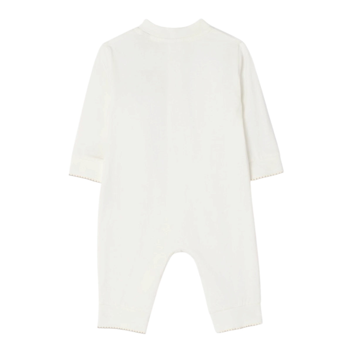 Tutina bianca con logo cucito Burberry a contrasto beige