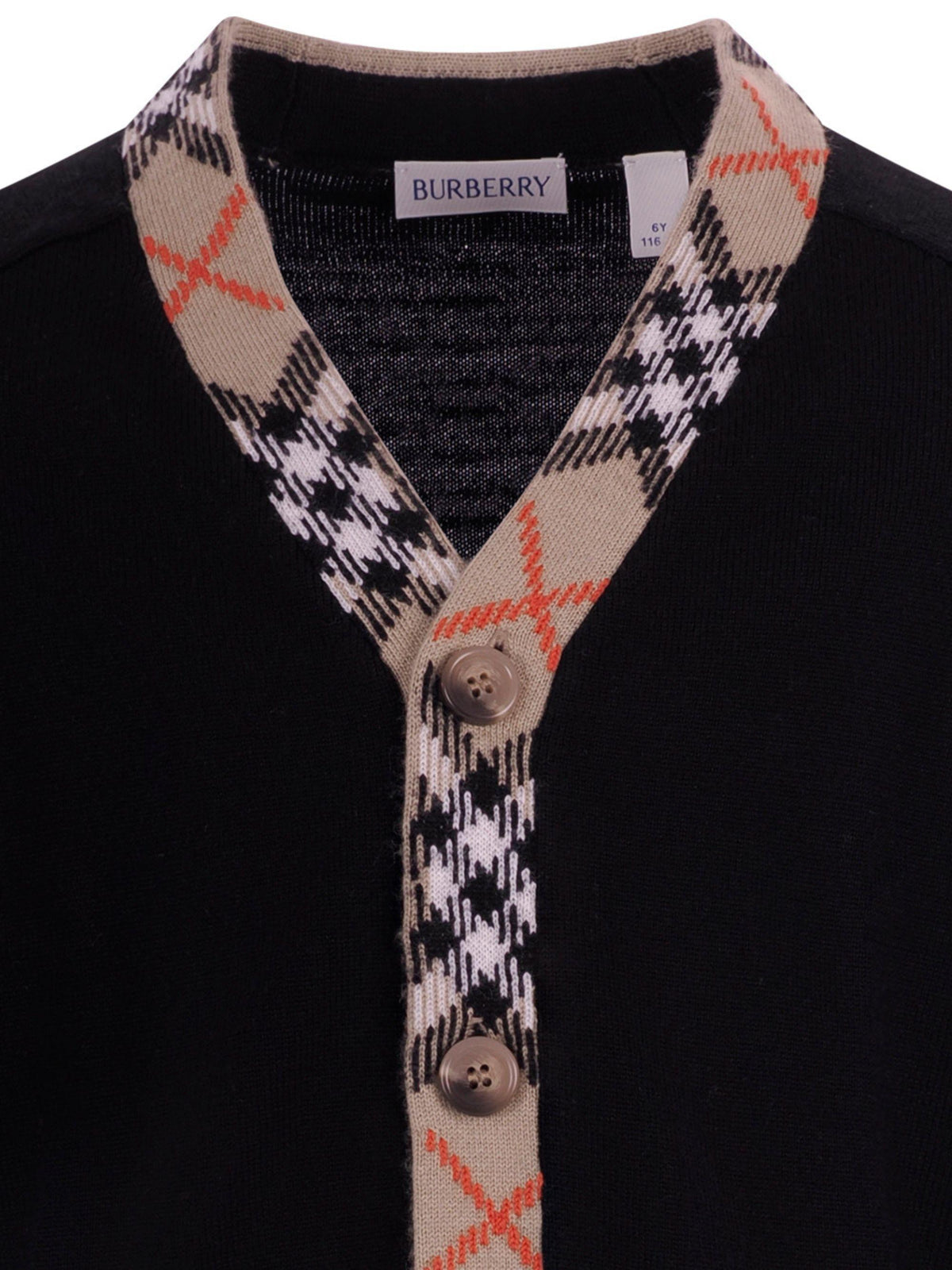 Cardigan nero con dettagli check Burberry