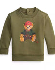 Felpa in cotone verde con stampa logo Ralph Lauren frontale