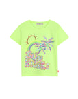 T-shirt gialla fluo con dettagli paillettes cuciti Billieblush