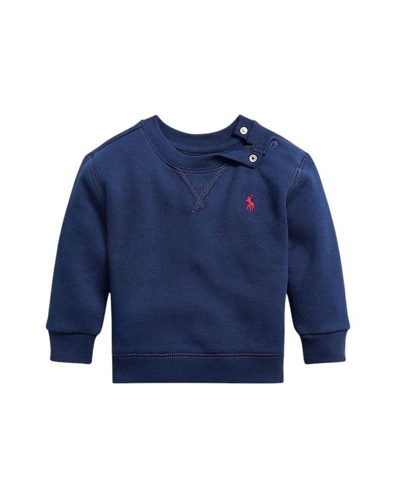 Felpa blu baby con logo Ralph Lauren cucito frontale