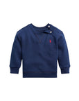 Felpa blu baby con logo Ralph Lauren cucito frontale