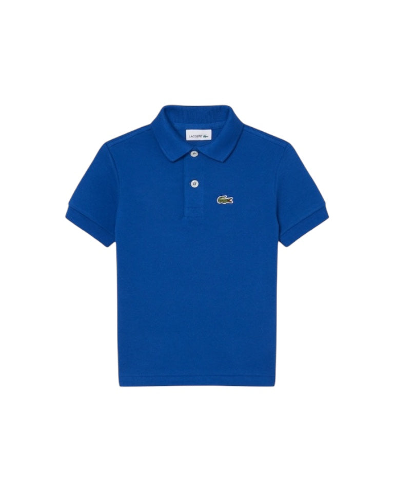 Polo blu con patch logo Lacoste