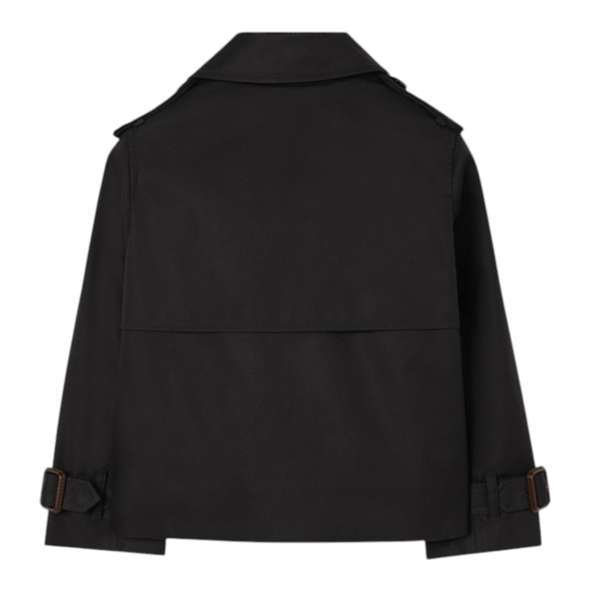Trench nero cropped con dettagli logo Burberry