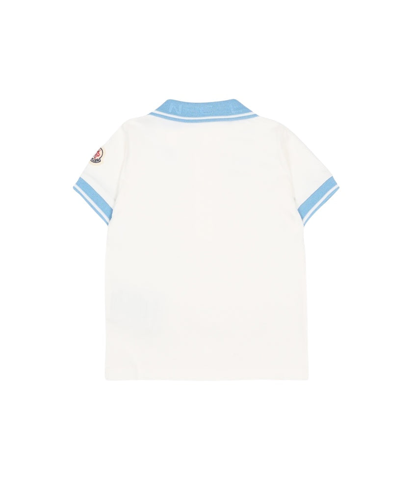 Polo bianca con dettagli logo Moncler