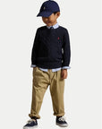 Maglione blu con logo Ralph Lauren cucito frontale