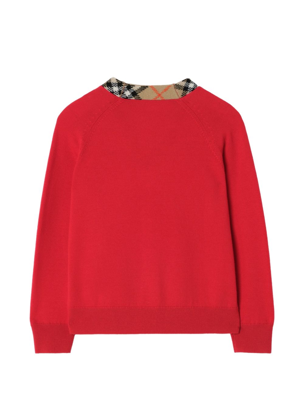 Cardigan rosso con dettagli check Burberry