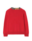 Cardigan rosso con dettagli check Burberry