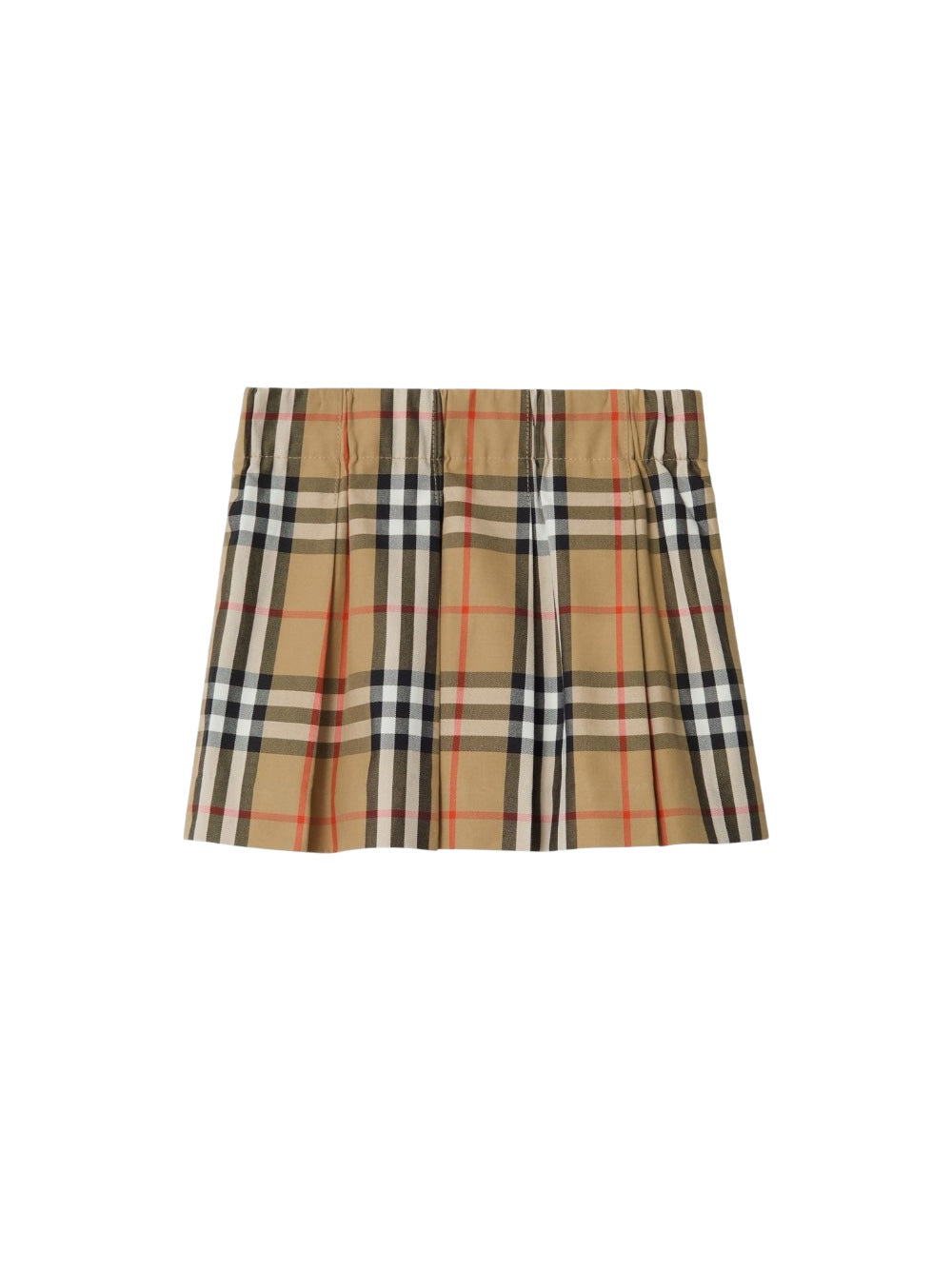 Gonna a pieghe beige con stampa check Burberry