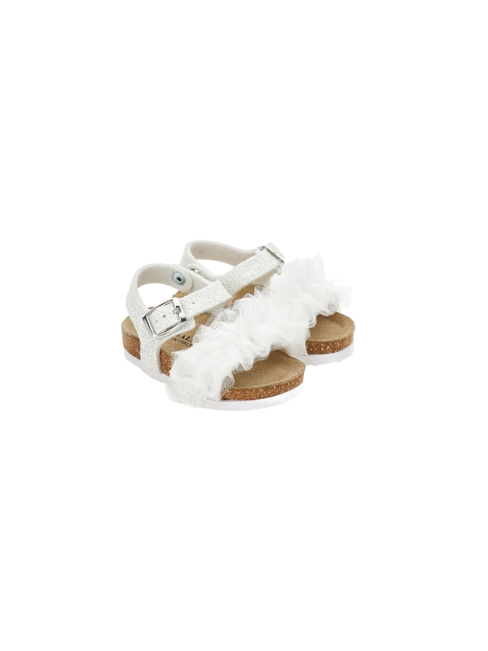 Sandali bianchi con dettagli tulle Monnalisa