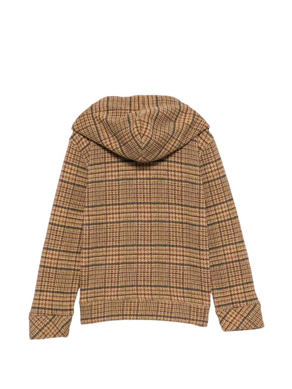Felpa con cappuccio a fantasia marrone e stampa logo Ralph Lauren