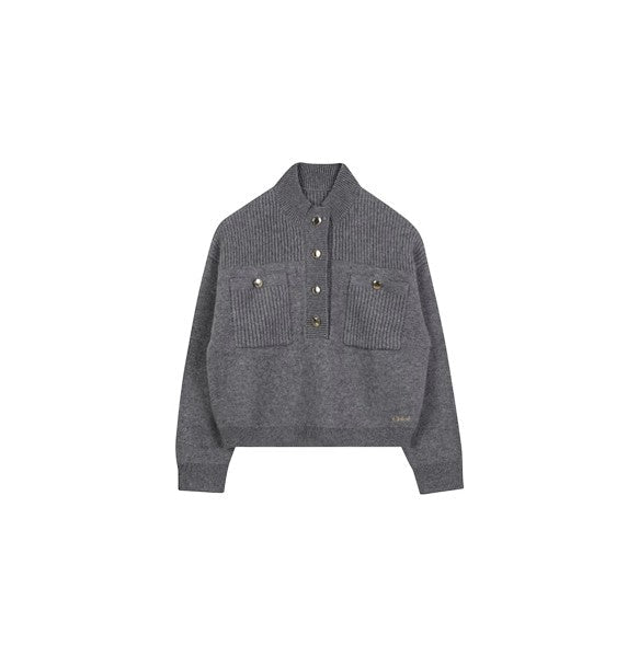 Maglione grigio con dettagli in metallo Chloè