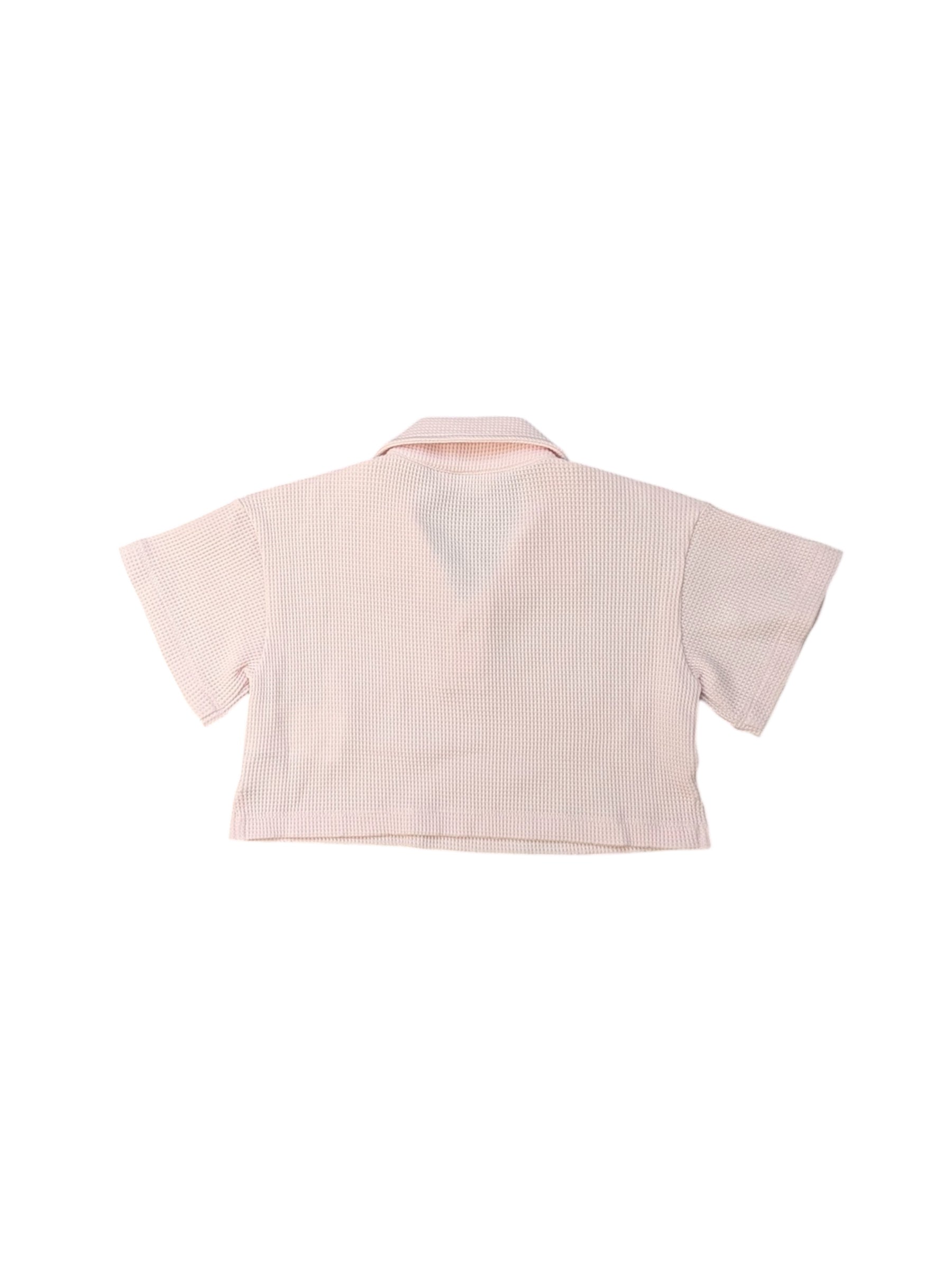 Polo cropped rosa con stampa logo Palm Angels