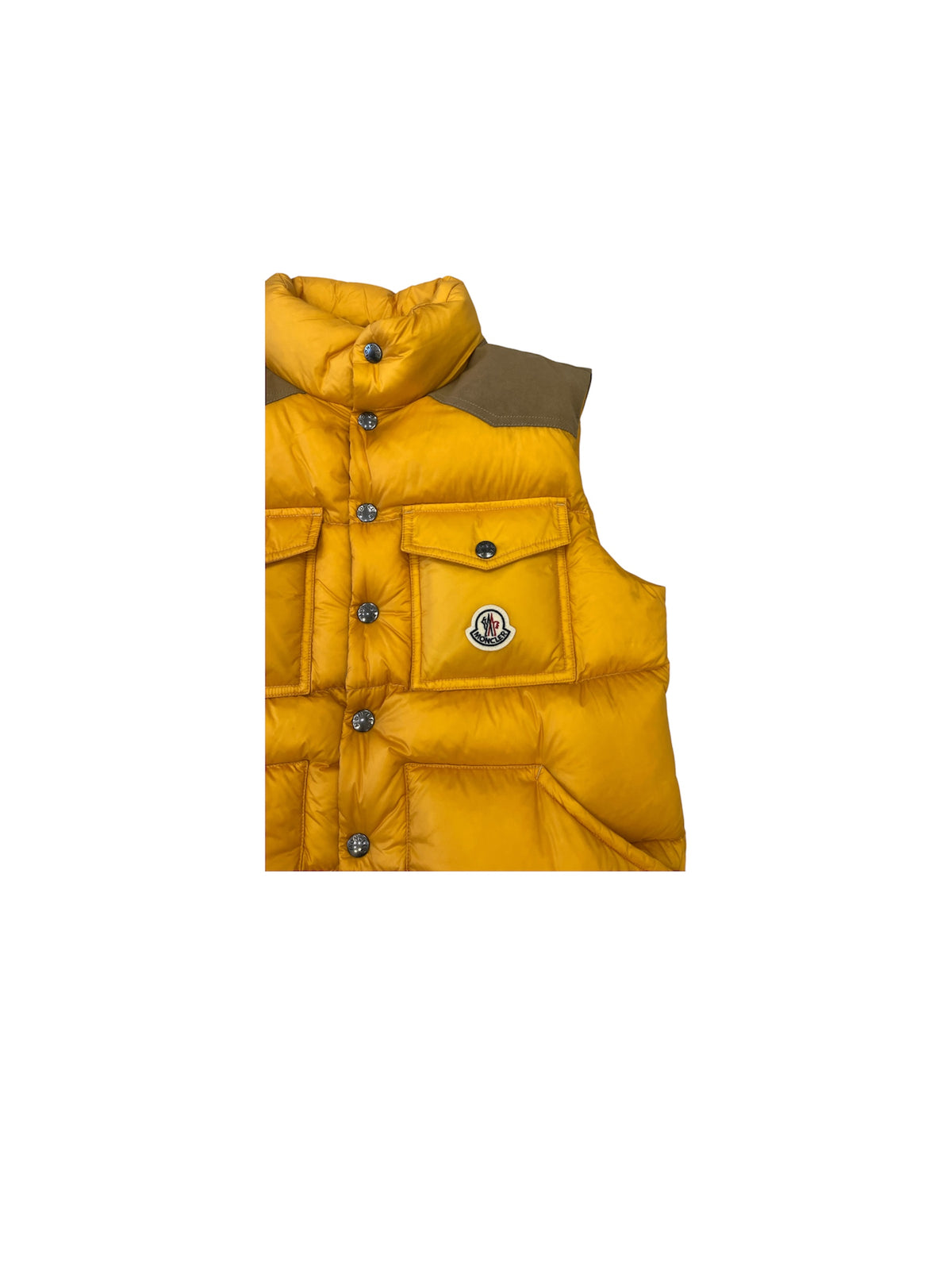 Smanicato giallo con dettagli in camoscio e logo Moncler