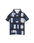 Camicia mezze maniche blu con logo Givenchy sul retro
