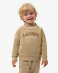 Felpa beige con logo Lacoste cucito frontale