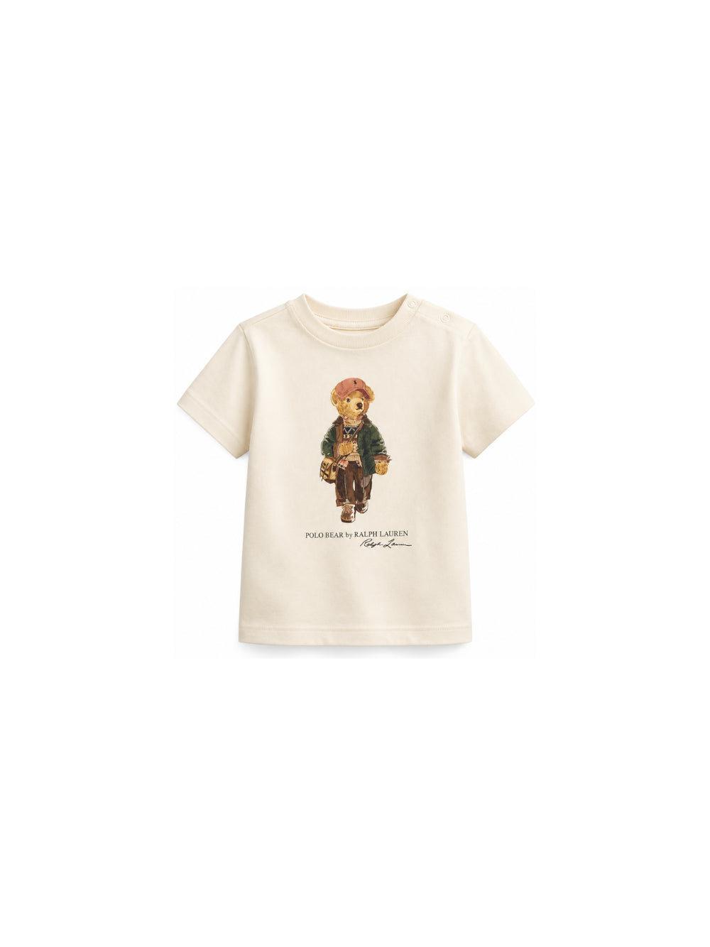 T-shirt beige baby con stampa bear Ralph Lauren frontale
