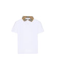 Polo bianca con dettagli check Burberry