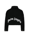 Giubbino di jeans cropped con stampa logo Palm Angels