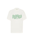 T-shirt bianca con stampa verde Fendi