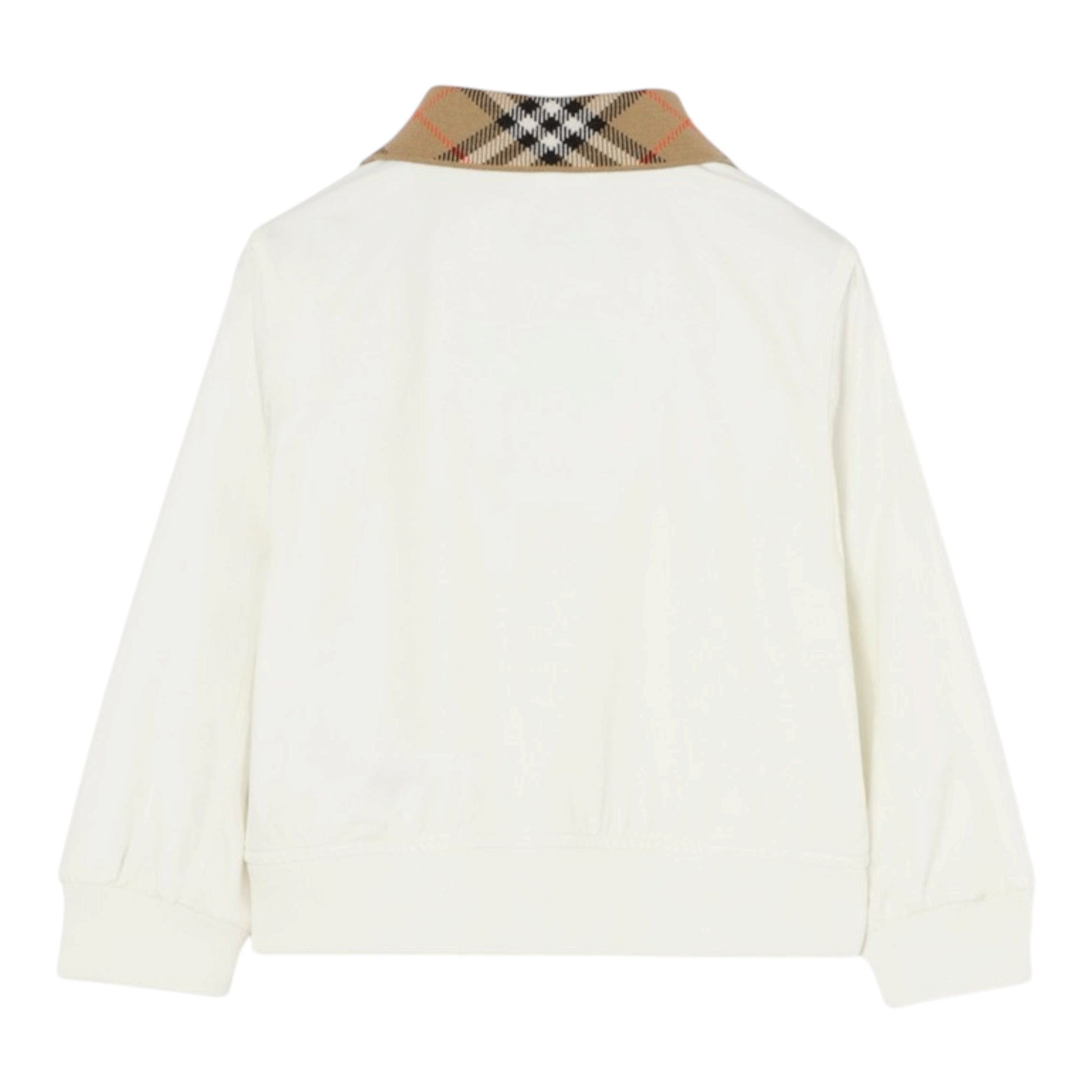 Felpa in cotone bianca con collo logato Burberry