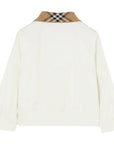 Felpa in cotone bianca con collo logato Burberry