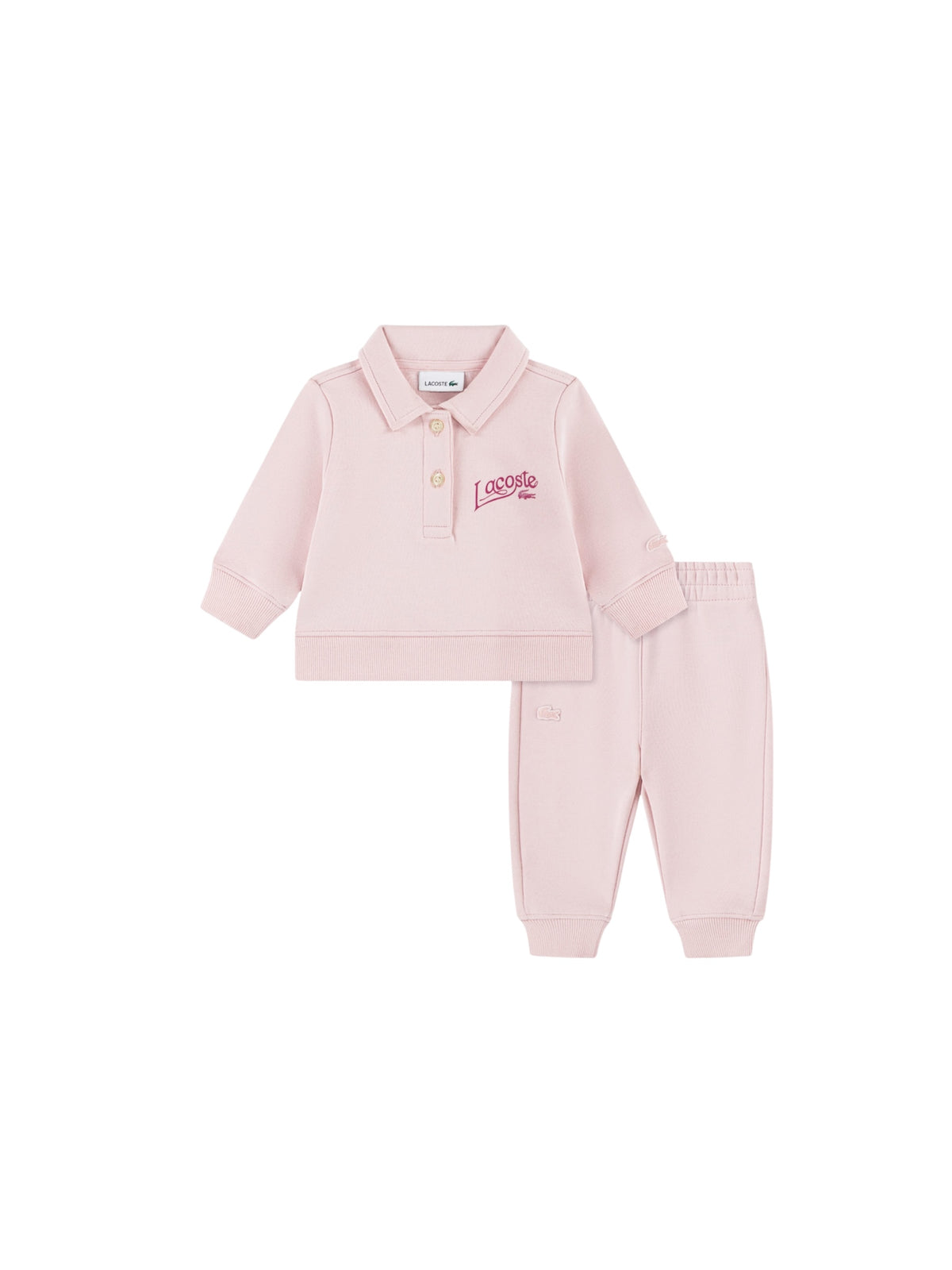 Completo in felpa rosa con dettagli logo Lacoste