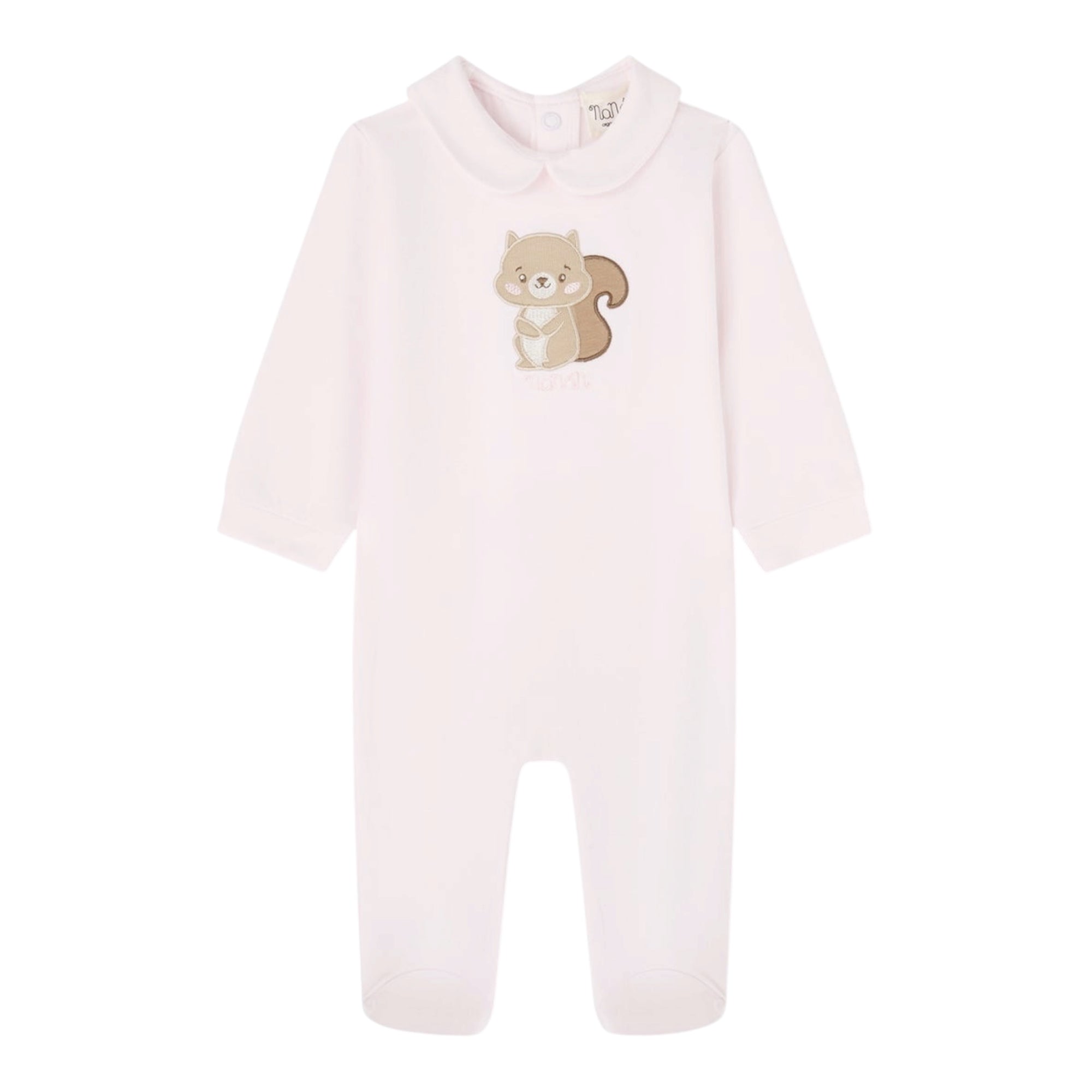 Tutina rosa con patch orsetto e logo Nanan frontale