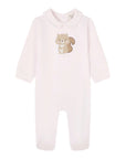 Tutina rosa con patch orsetto e logo Nanan frontale
