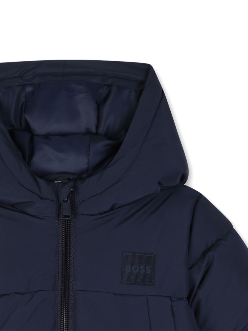 Piumino blu con patch logo Boss cucito frontale