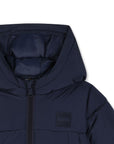 Piumino blu con patch logo Boss cucito frontale
