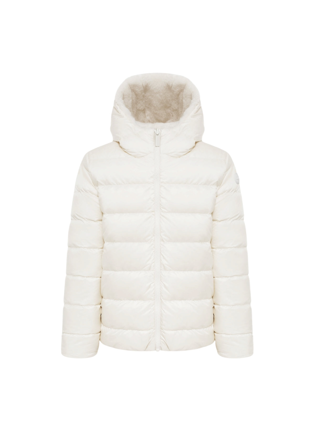 Giubbino pelliccia reversibile panna con dettagli logo Colmar