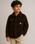 Camicia teddy marrone con patch logo Moncler