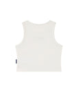 Top a costine bianco con patch logo Palm Angels