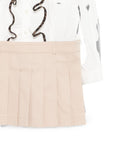 Abito in cotone bianco con ruches e dettaglio logo Fendi