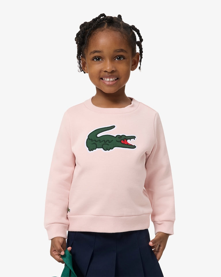 Felpa rosa con patch Lacoste cucito frontale