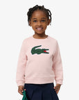Felpa rosa con patch Lacoste cucito frontale