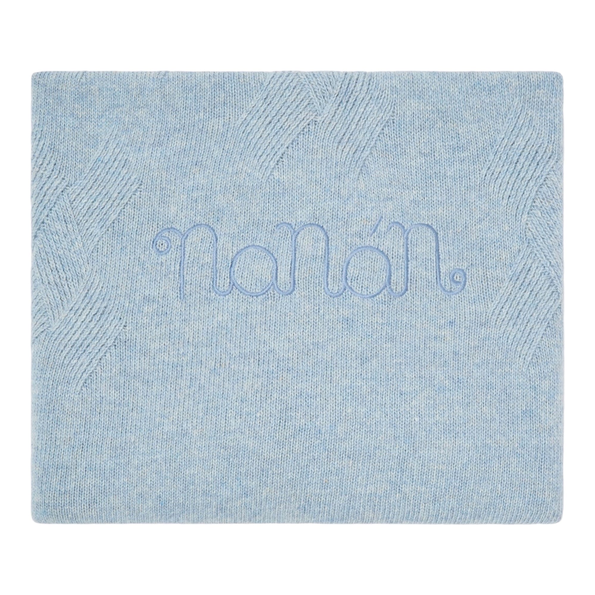 Coperta azzurra in filo misto cashmere con ricamo Nanan
