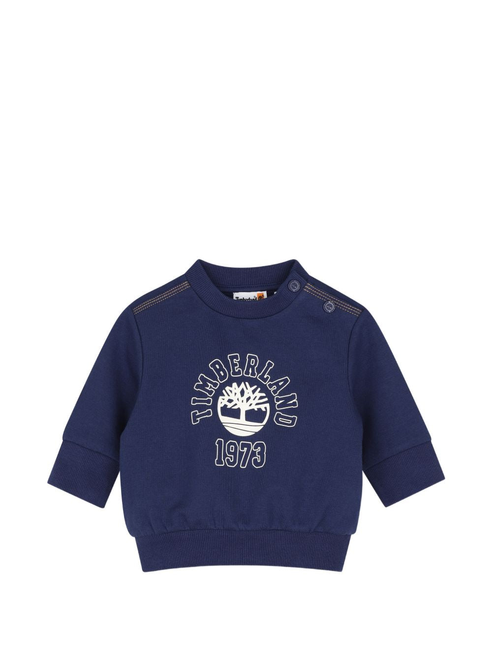 Smanicato, felpa e pantalone blu con stampa logo Timberland
