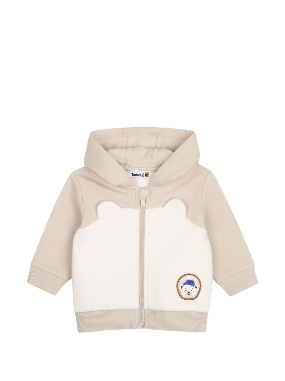 Felpa beige con dettaglio orso e logo cucito Timberland