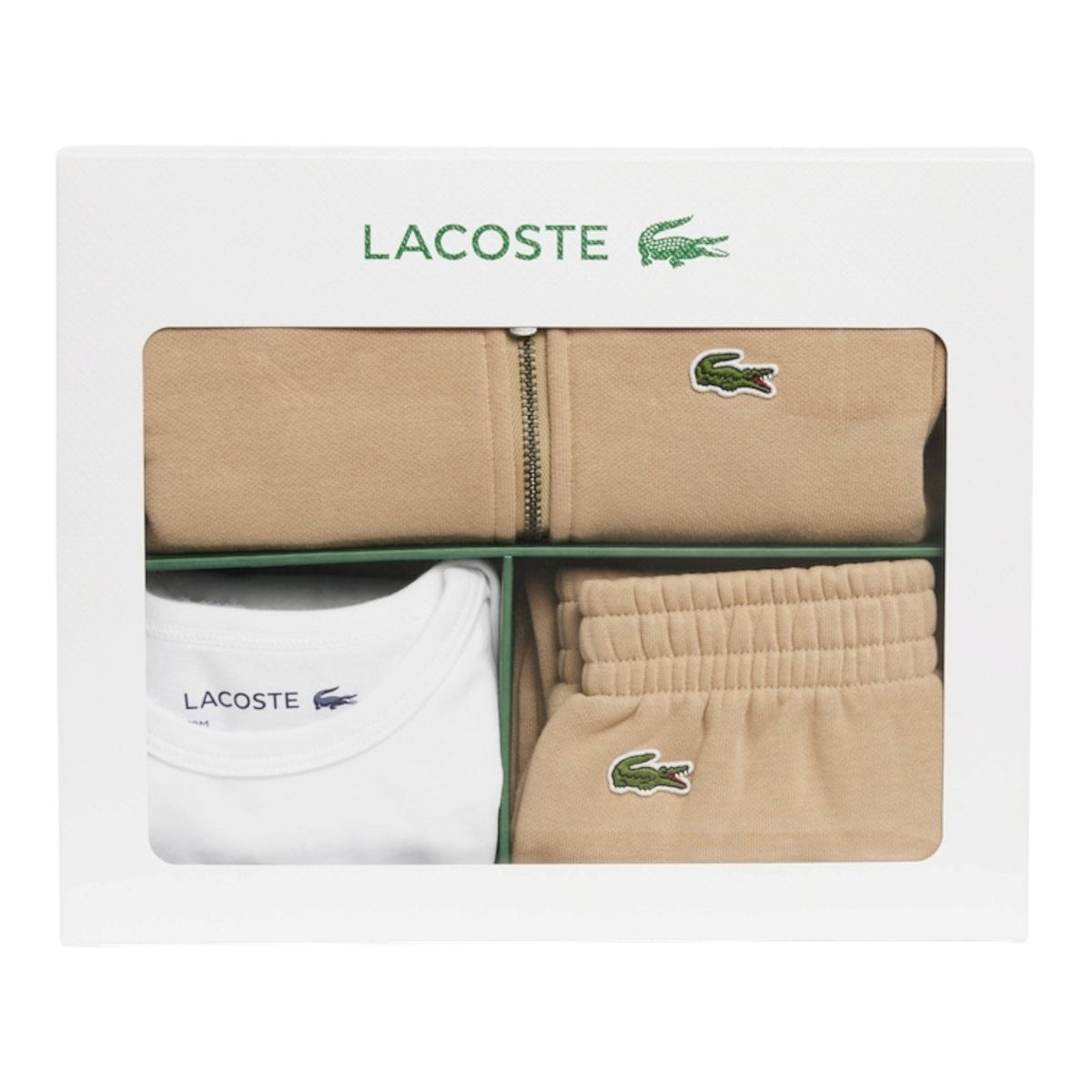 Completo tre pezzi beige con dettagli logo Lacoste