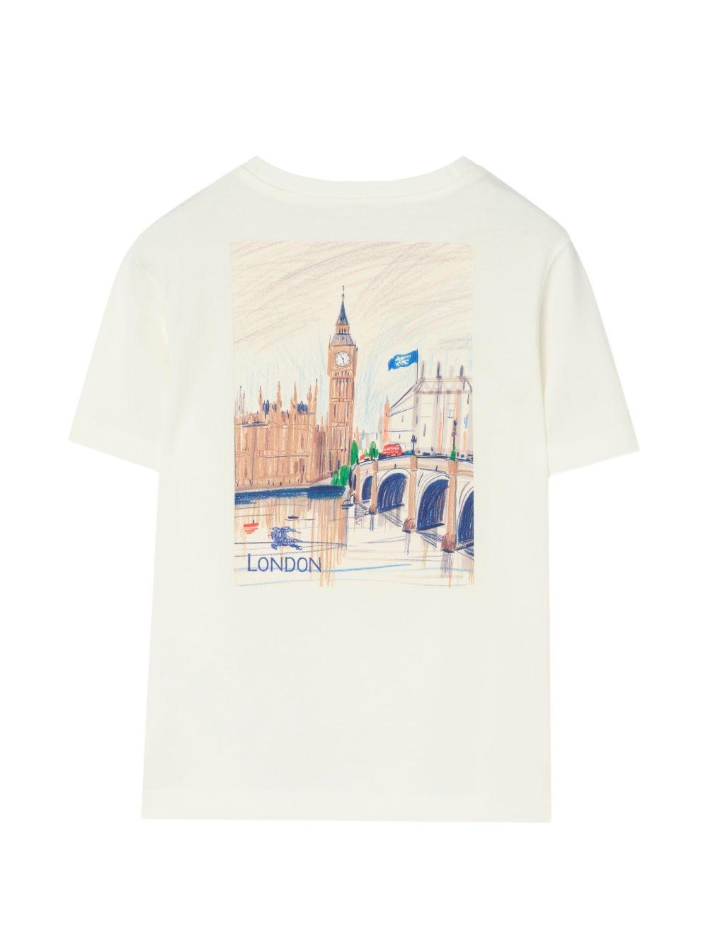 T-shirt baby bianca con stampa logo Burberry London