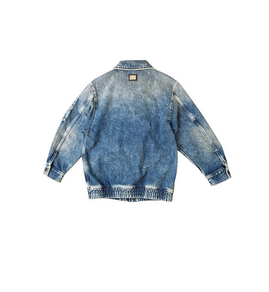Giubbino di jeans blu con dettagli logo Dolce & Gabbana