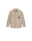 Giacca camicia beige con logo cucito Dolce & Gabbana