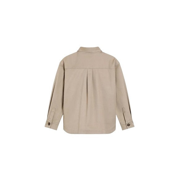 Giacca camicia beige con logo cucito Dolce &amp; Gabbana