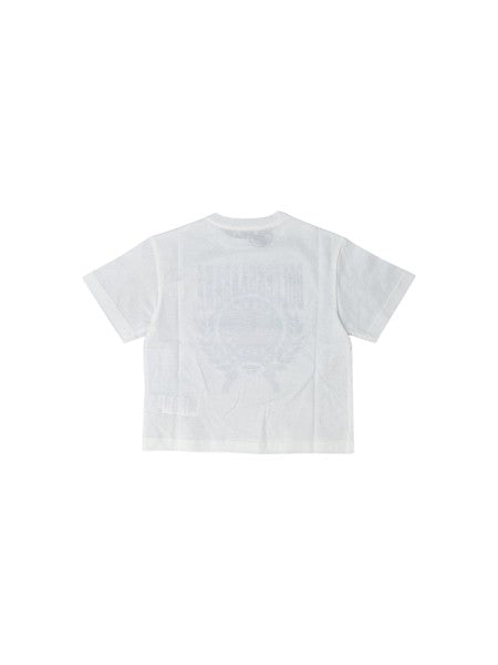 T-shirt bianca con stampa blu logo Dolce &amp; Gabbana